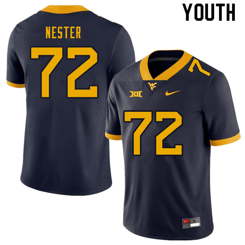 NCAA Youth Doug Nester West Virginia Mountaineers Navy #72 Nike Stitched Football College Authentic Jersey DG23X35WZ